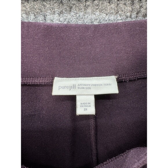 J Jill Pure Jill Affinity French Terry Pants Sz 2X Purple Slim Leg Pull On Pima - Picture 5 of 11